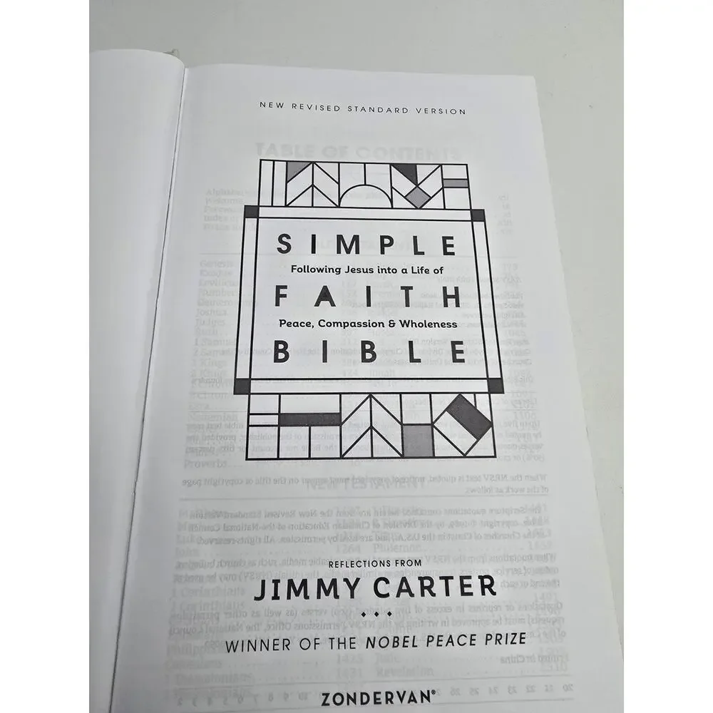 NRSV Simple Faith Bible Hardcover Comfort Print - Zondervan Jimmy Carter